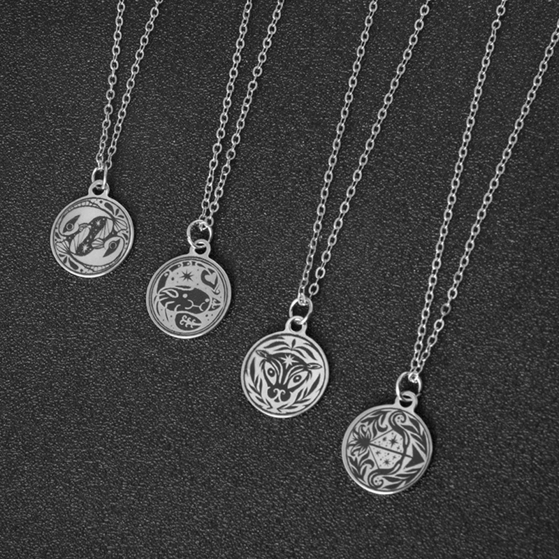 Silver Color 12 Constellations Zodiac Sign Stainless Steel Necklace