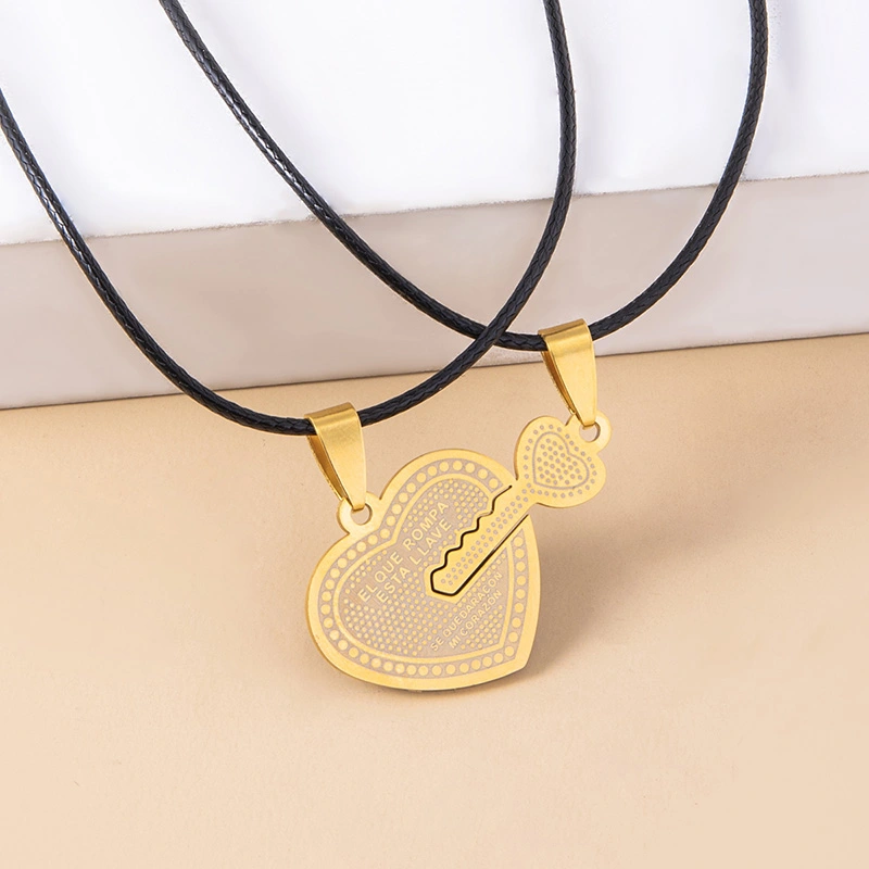 Heart Lock Key Puzzle Pendant Couple Necklace