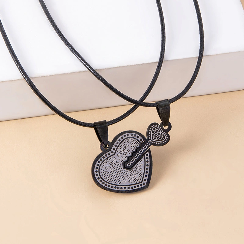 Heart Lock Key Puzzle Pendant Couple Necklace