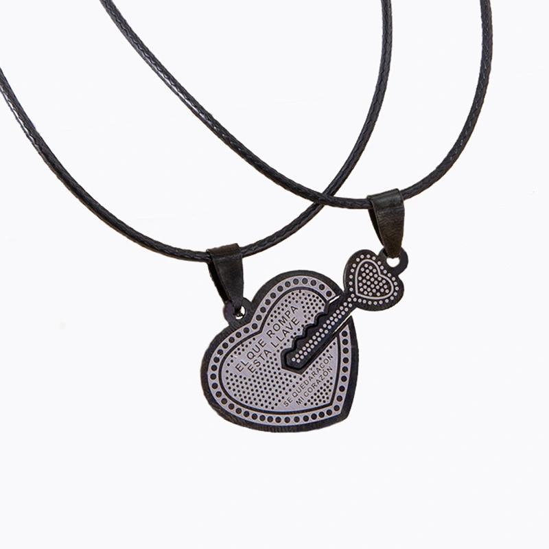 Heart Lock Key Puzzle Pendant Couple Necklace