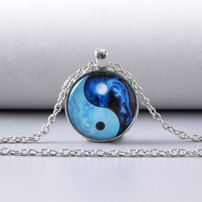 Tai Chi Yin Yang Dragon Glass Necklaces For Men