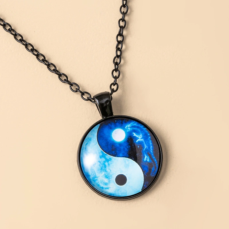 Tai Chi Yin Yang Dragon Glass Necklaces For Men