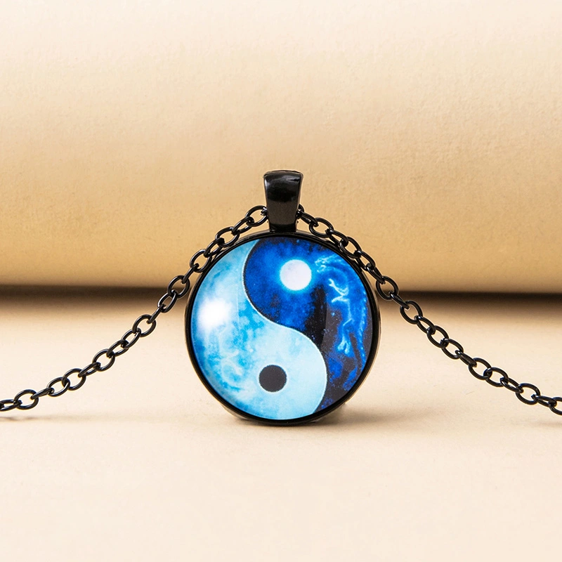 Tai Chi Yin Yang Dragon Glass Necklaces For Men