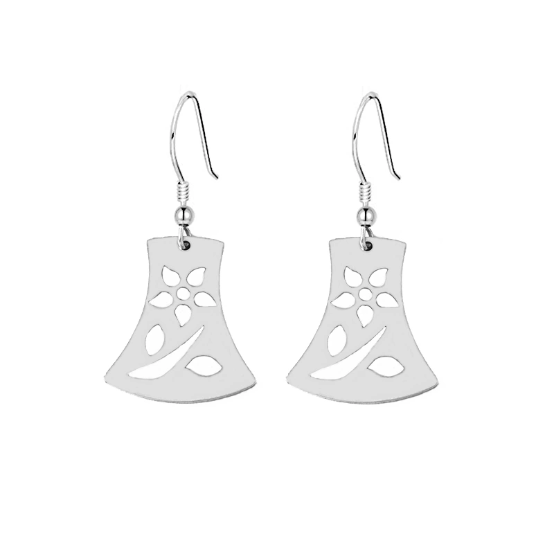 Flower Leaves Geometric Stainless Steel Earrings