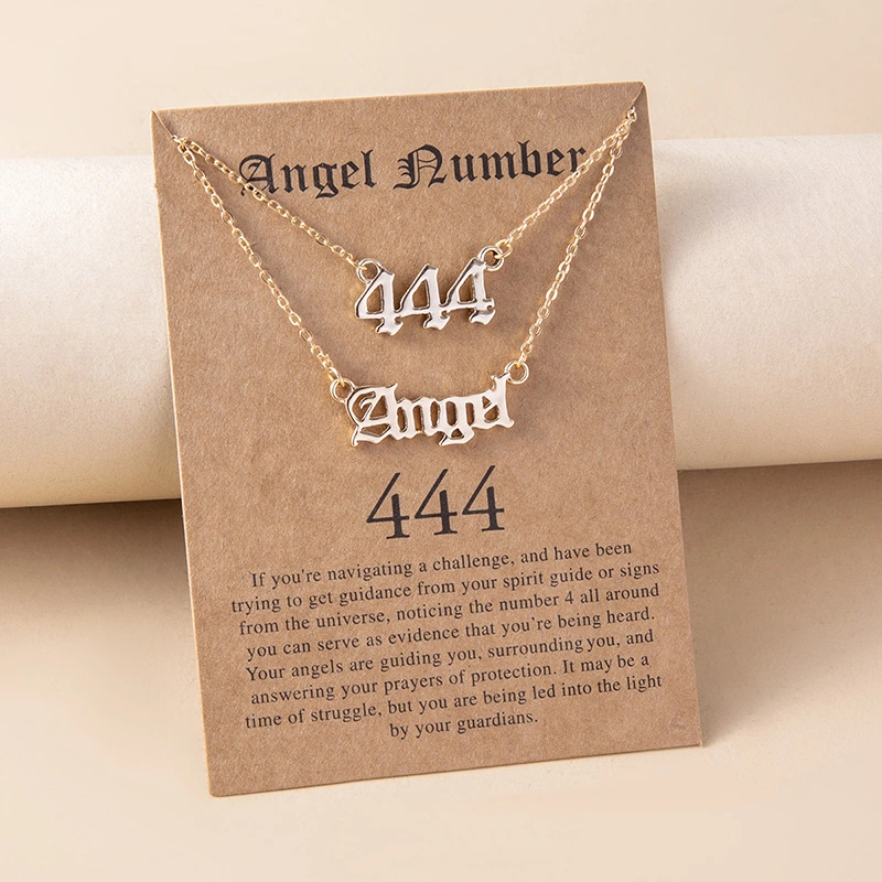 Gold Letter Angel Number 444 777 Multi-layer Chain Necklaces For Women