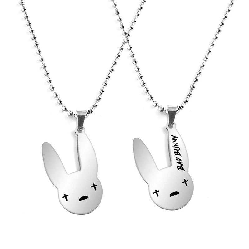 Hip Hop Rapper Bad Bunny Logo Rabbit Pendant Necklace