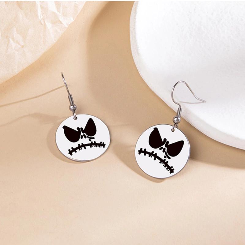 Stainless Steel Halloween Pumpkin Pattern Pendant Earrings