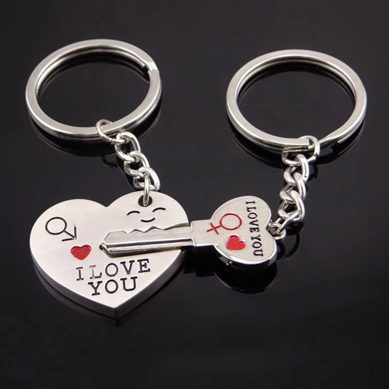 Magnetic I Love You Heart Lock Key Pendant Couple Keychains