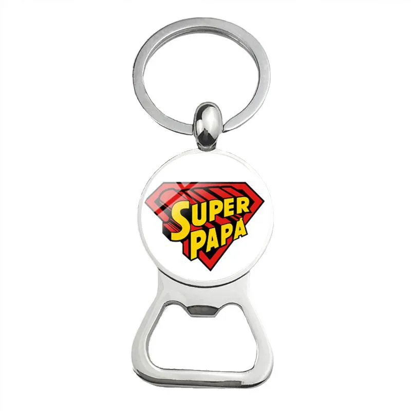 Cute Super Papa Dad Beer Bottle Opener Keychain