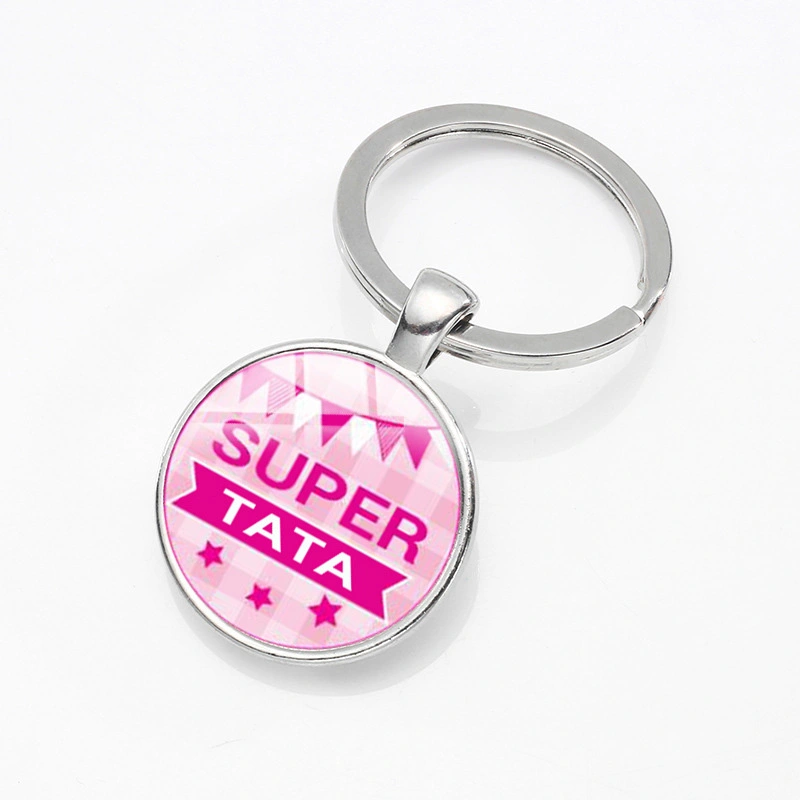 Cute Super Marraine Maman Mamie Nounou Tata Soeur Maitresse Glass Dome Keychain