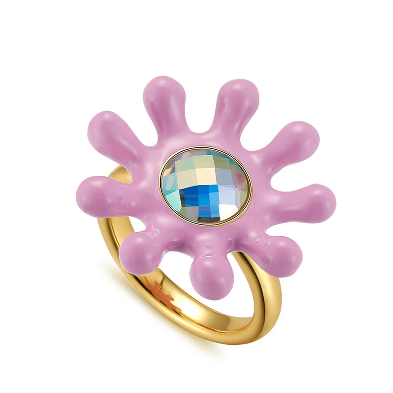 Cute Zircon Purple Flower Ring