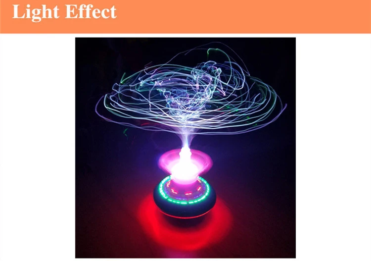 New Style Optical Fiber Electric Flashing Music Gyroscope With Crown, Drift Gyroscope, UFO Luminous Toy, Factory Direct Sales