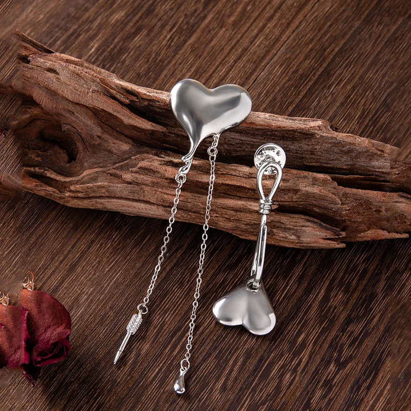 2 Pcs Or Set Fashion Silver Heart Brooch