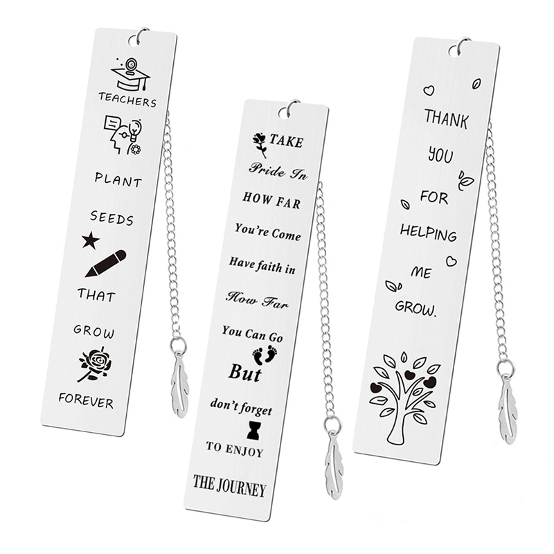 Stainless Steel Inspirational Bookmark For Teachers Students Feather Long Tassel Pendant Book Mark