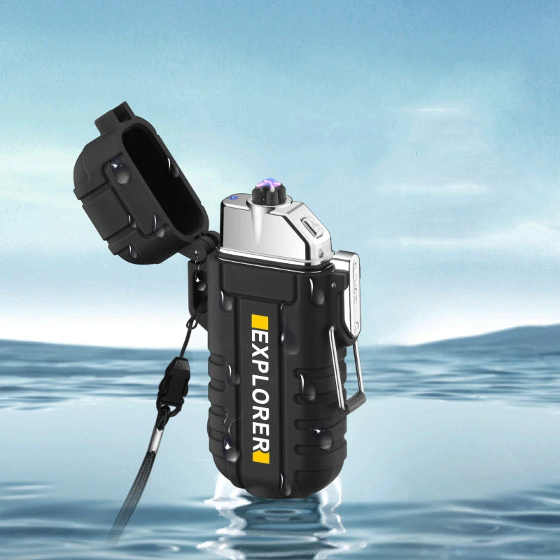Double Lighter Waterproof Torch Outdoor USB Charging
