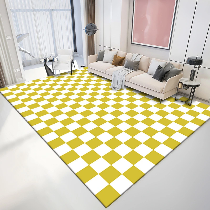 Living Room Simple Colorful Checkerboard Carpet