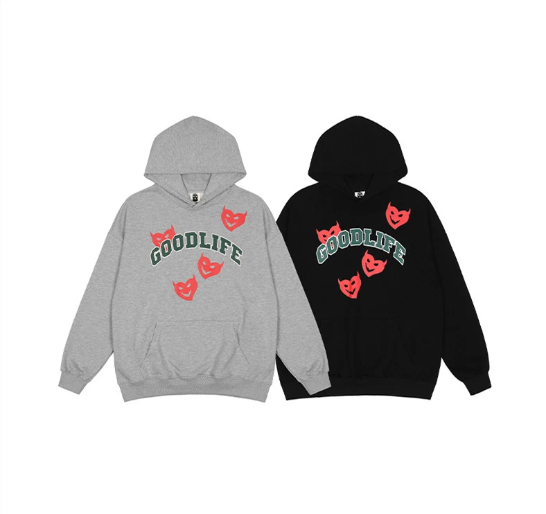 Letter Print Casual Loose Cotton Hooded Sweatshirt