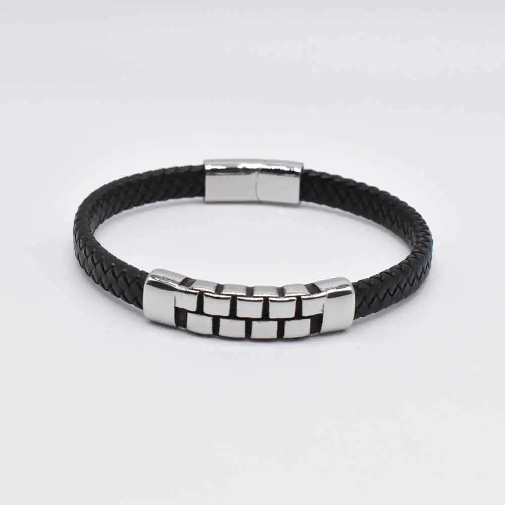 Titanium Steel Cast Accessories Leather Braided Men's Bracelet