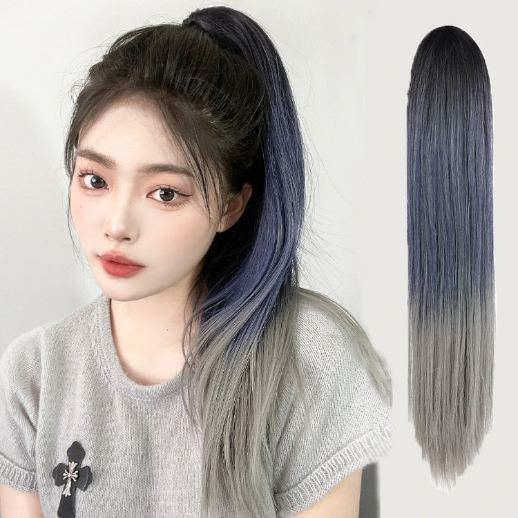 Wig Female Ponytail Net Red Three-color Gradient Grab Clip-type Straight Hair High Ponytail Natural Ponytail