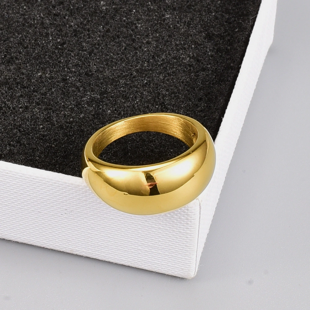 Titanium Steel Gold Plated Simple Round Curved Index Ring