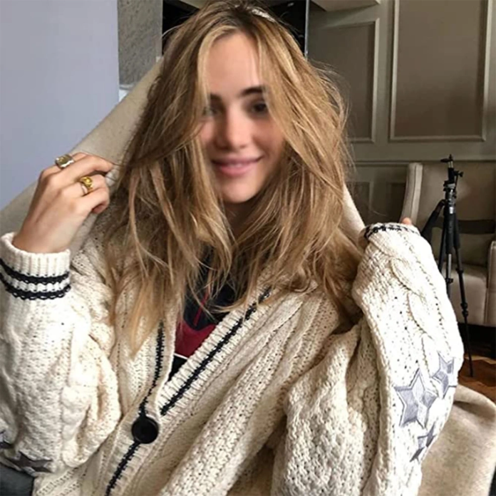 Batwing Knit Single Breasted Sweater Jacket