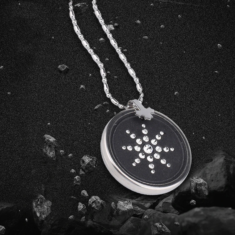 Energy Coin Stainless Steel Titanium Volcanic Stone Pendant