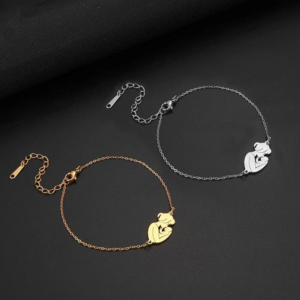 Mother And Baby Women's Stainless Steel Gold Plated Bracelet