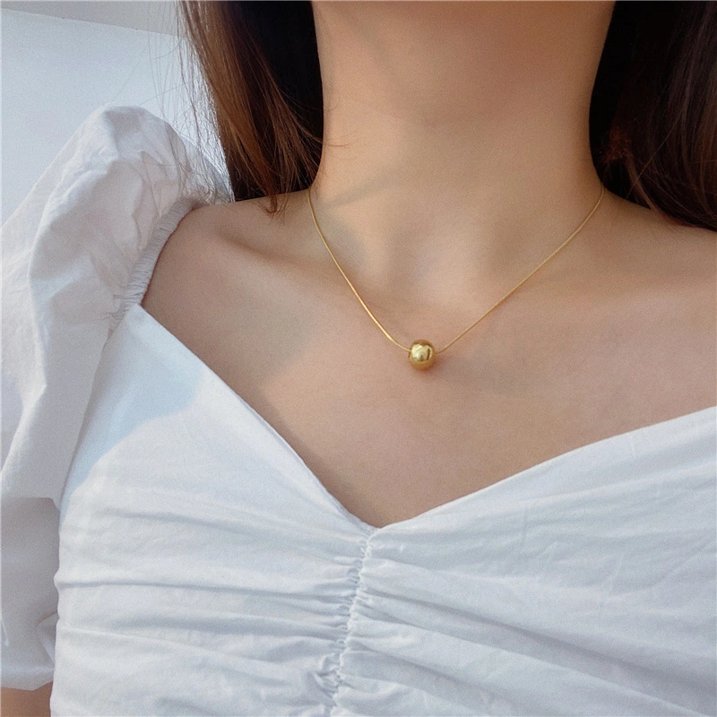 Women's Gold Small Round Beads Transfer Bead Necklace