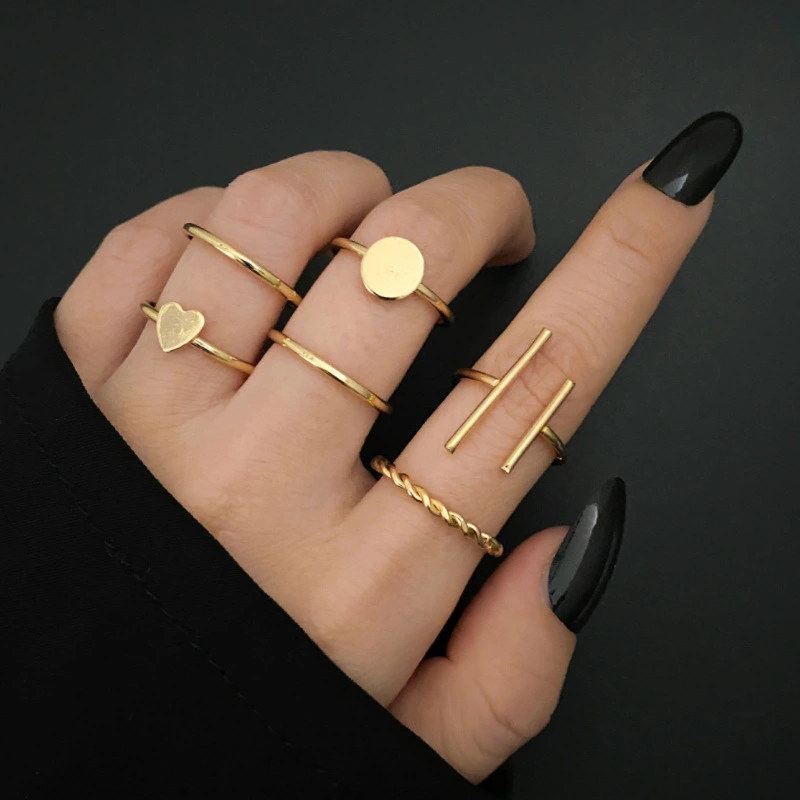 Women's Creative Alloy Geometric Articulation Ring Set