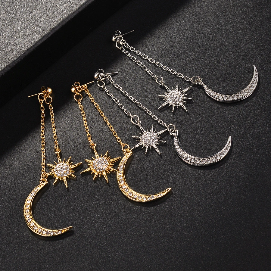 Rhinestone Star Moon Stud Earrings