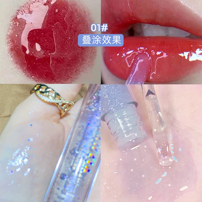 Crystal Clear Transparent Water Light Glass Lip Gloss Moisturizing Mirror