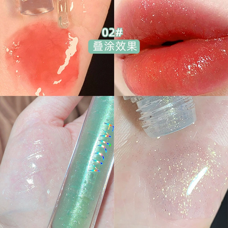 Crystal Clear Transparent Water Light Glass Lip Gloss Moisturizing Mirror
