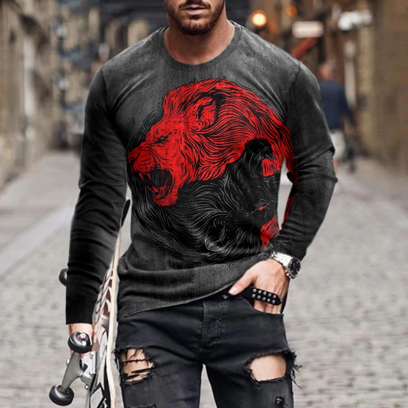 European And American New Men's Loose Round Neck 3d Printing T-shirt