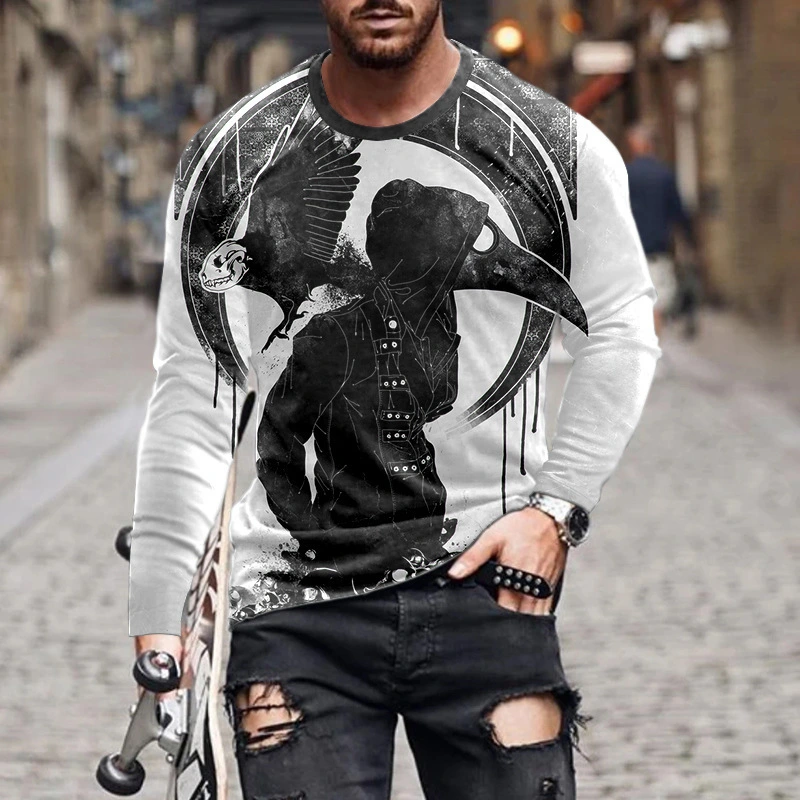 European And American New Men's Loose Round Neck 3d Printing T-shirt