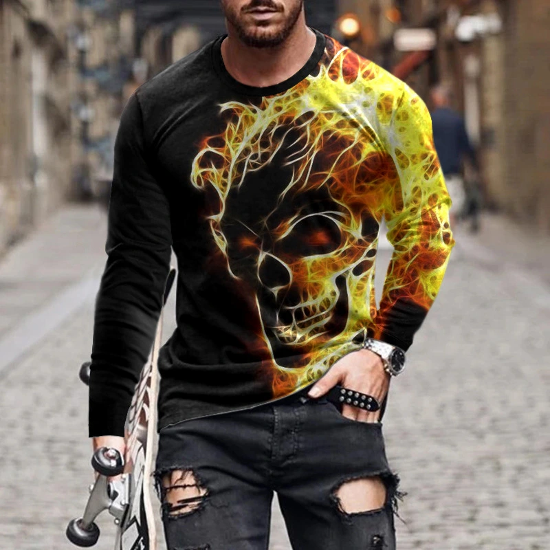 European And American New Men's Loose Round Neck 3d Printing T-shirt