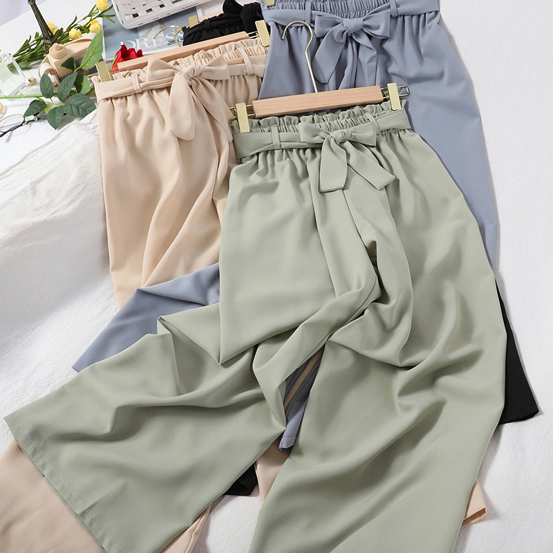 Fashion Banding Bud Elastic Waist Solid Color Casual Pants