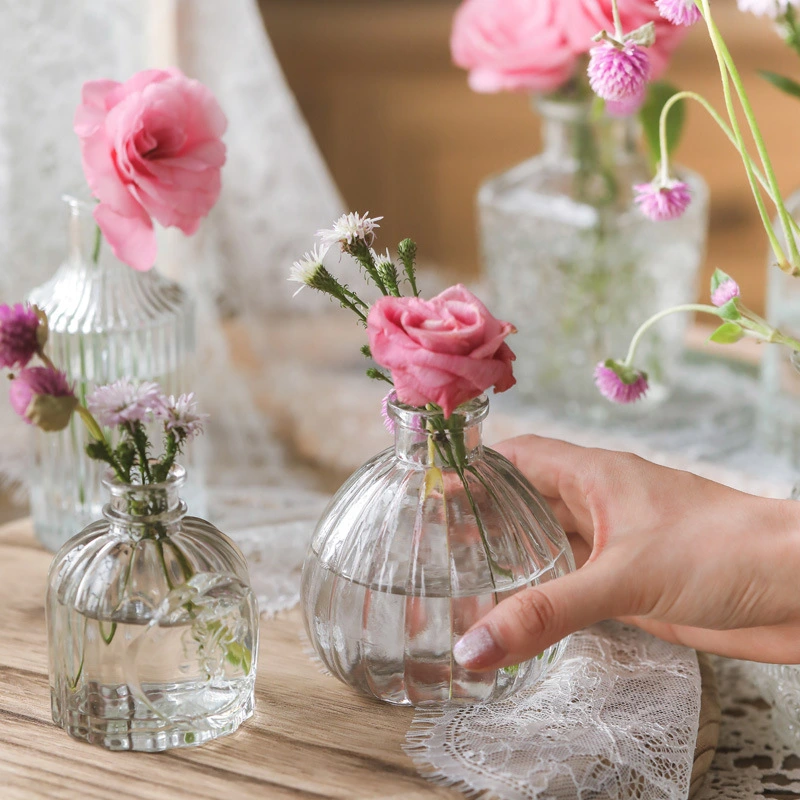 Embossed Mini Small Glass Vase Ornament