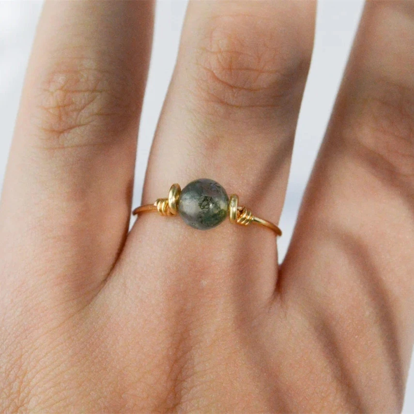 Hand-Wound Green Jadeite Ring