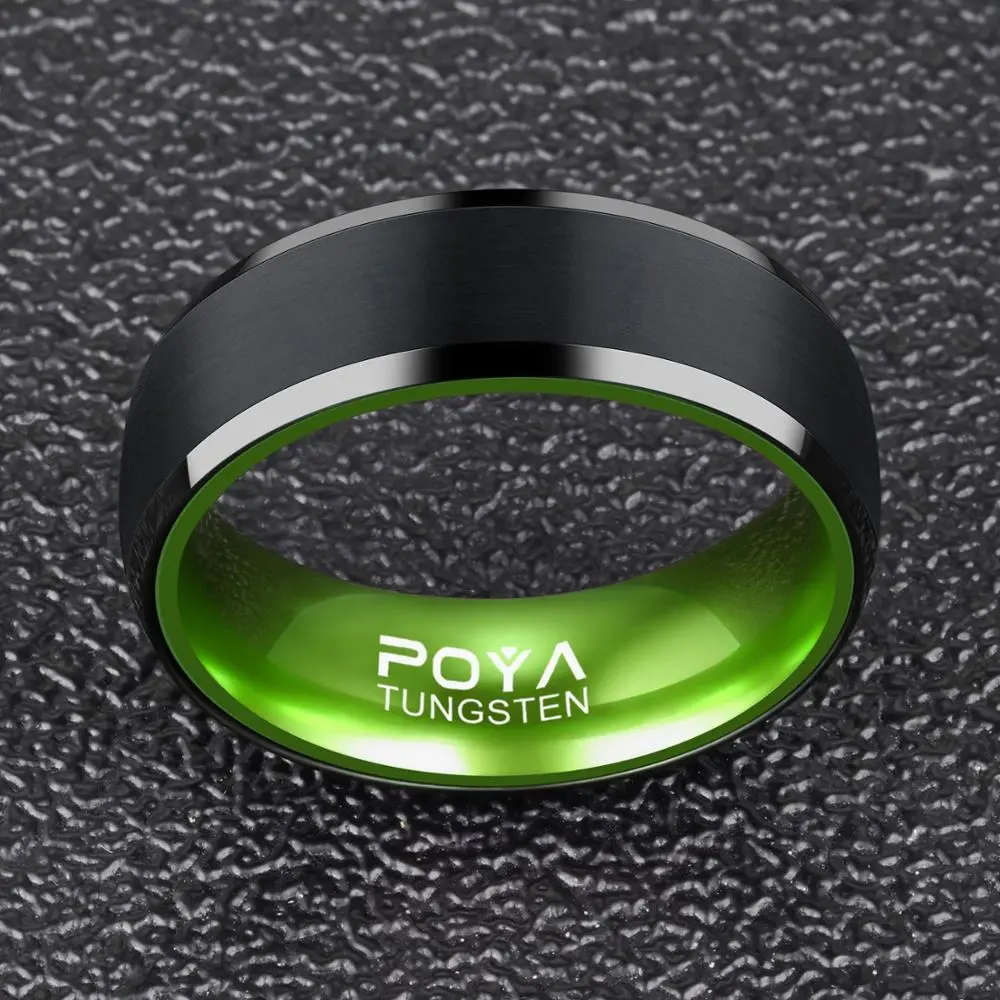 8MM Black Tungsten Steel Shell With Green