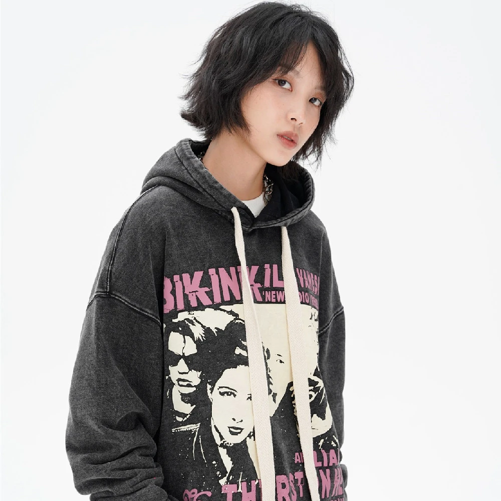 American Retro Trend Character Hooded Sweater