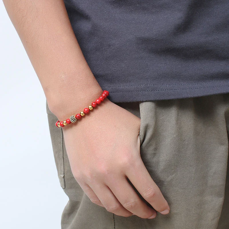 European And American Micro-set Beaded Red Turquoise Bracelet