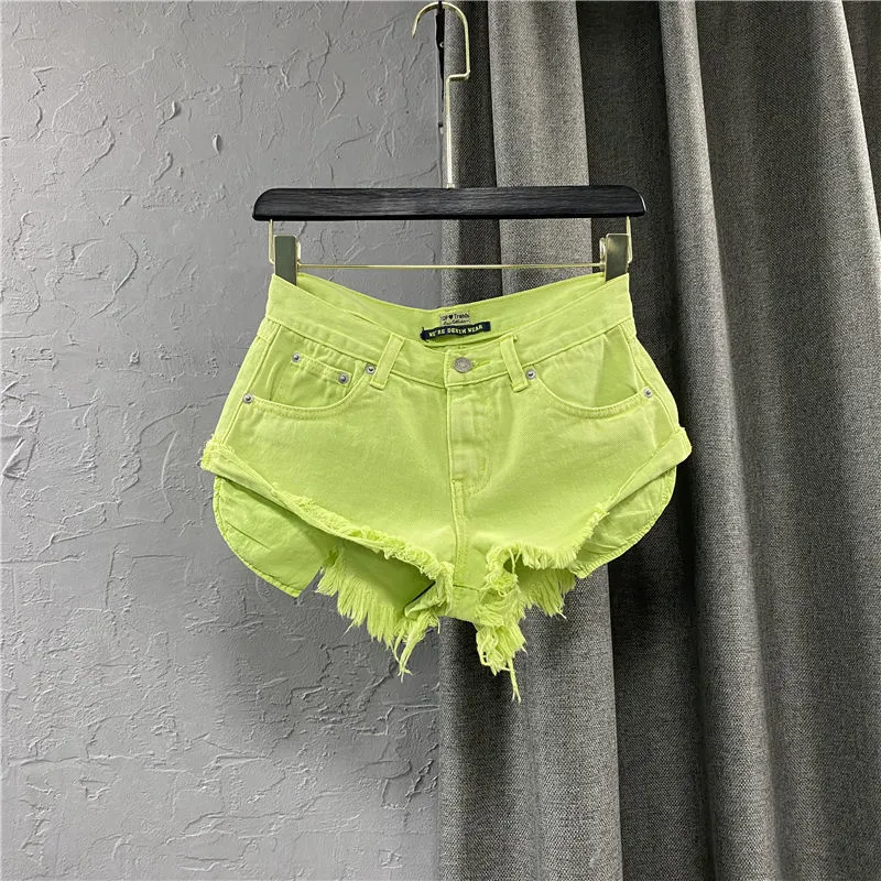 Fashion Personality Fruit Green Denim Shorts