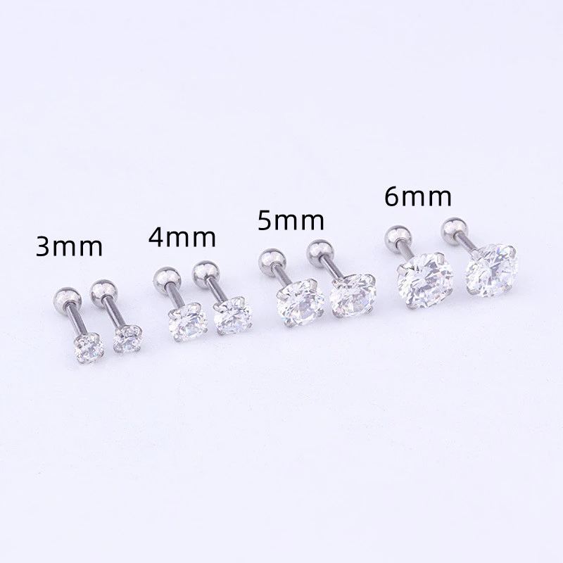 Stud Earrings Round Zircon Earrings Stainless Steel