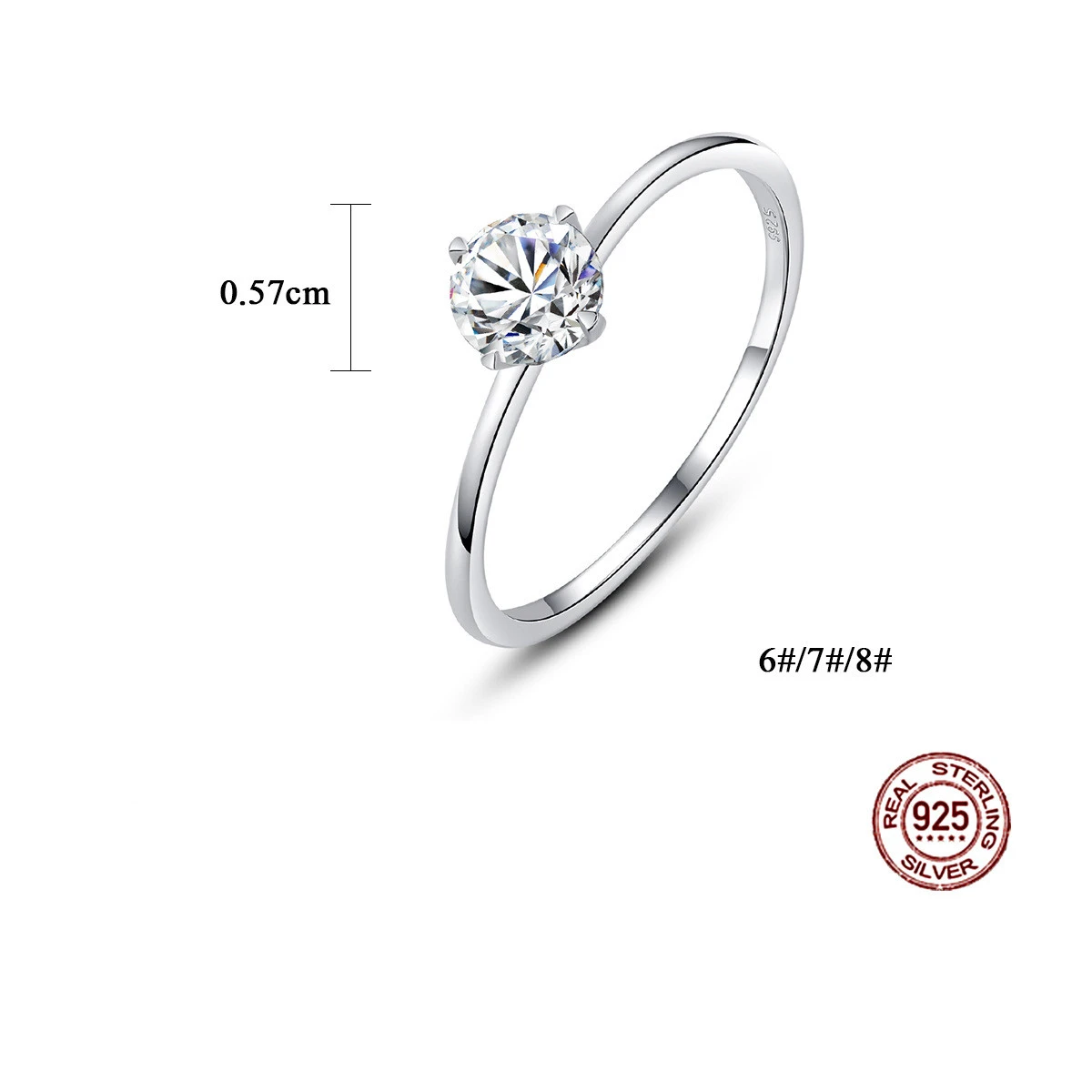 Women's Simple And Fashionable Moissanite Silver Ring