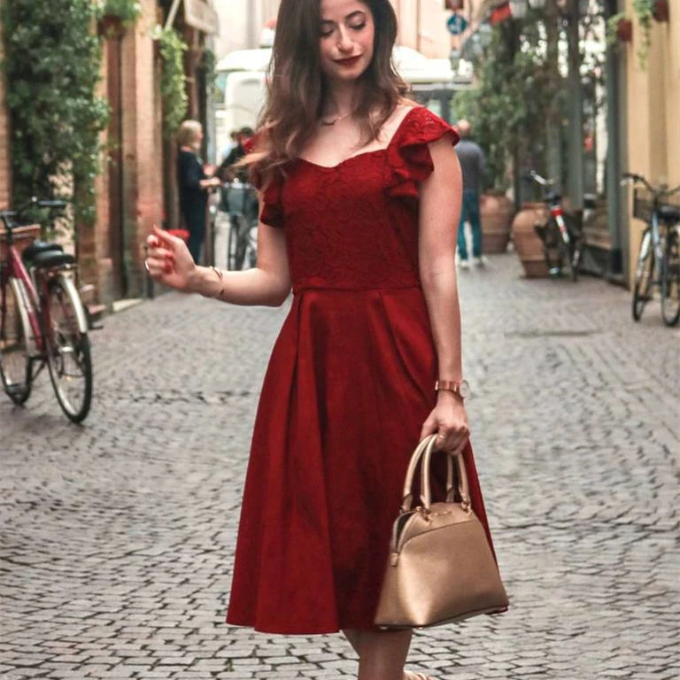 Butterfly Sleeve Sexy Satin Large Swing Dress