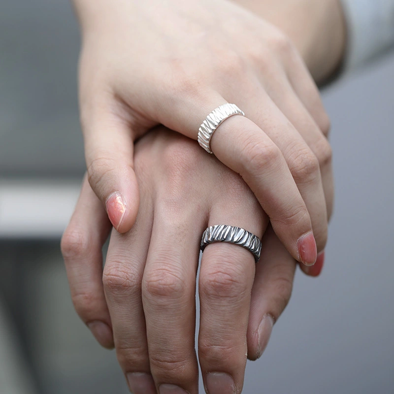 Alloy Geometric Solid Color Couple Ring