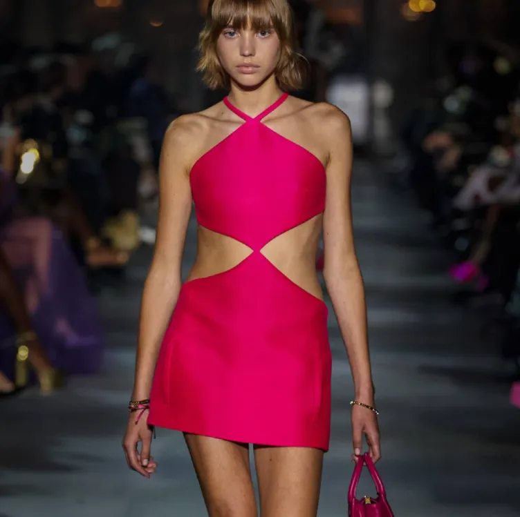 Sleeveless Halter Cutout Bow Bandage Dress