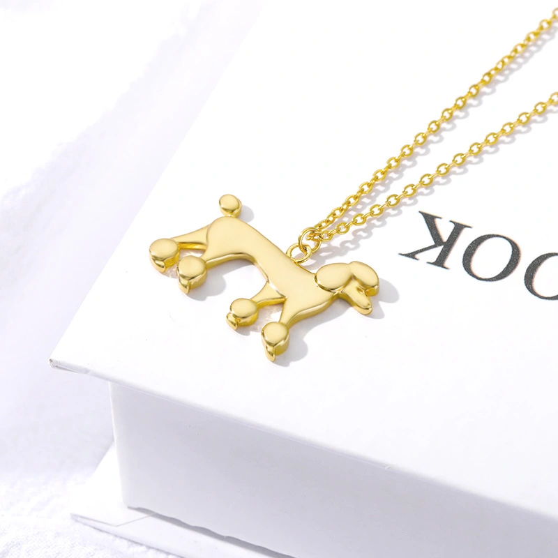 Vintage Dog Necklace Gold Stainless Steel Chain