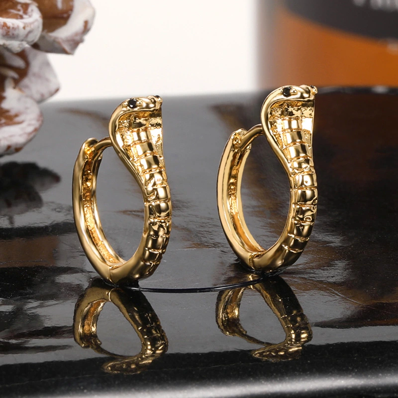 Real Gold Plated Ladies Stud Earrings Cobra