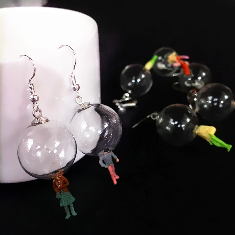 Personalized Transparent Glass Ball Bubble Puppet Earrings